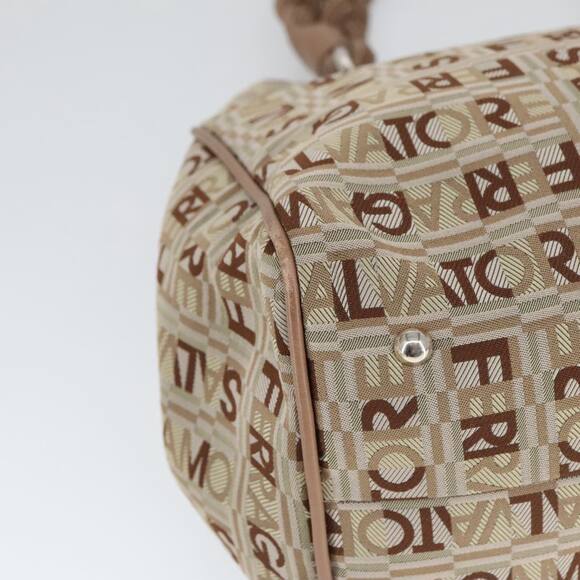 Salvatore Ferragamo Hand Bag Canvas Beige